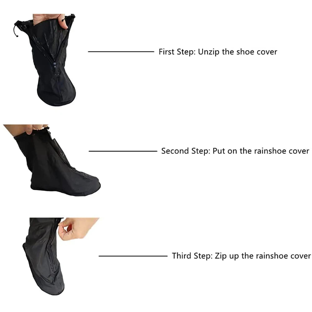 Waterproof Galoshes Shoe Covers Reusable Foldable Not-Slip Raining Shoes Zipper Cycling Outdoor Camping Fishing Garden Travel