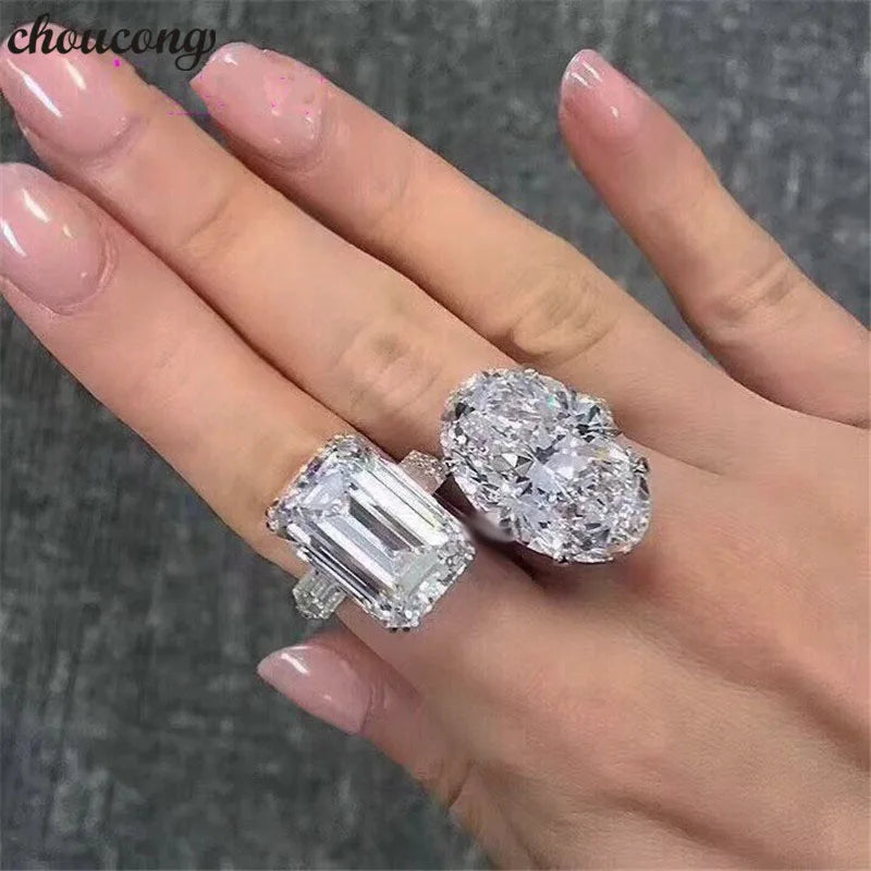 choucong Luxury Promise Ring Real 925 sterling Silver AAAAA Sona cz Engagement Wedding band Rings For Women Fine Jewelry - KIMLUD