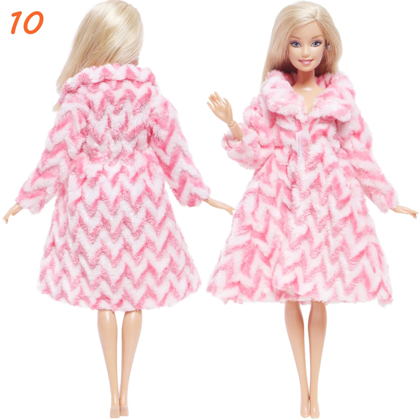 KIMLUD, Multicolor 2 Pcs/Set Long Sleeve Soft Fur Plush Coat Dress + High Heel Winter Wear Accessories for Barbie Doll Clothes Kids Toy, 10, KIMLUD APPAREL - Womens Clothes