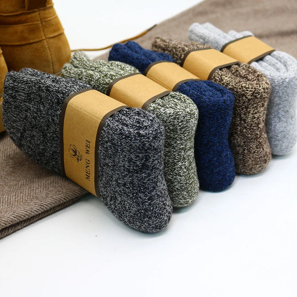 Winter Men&#39;s Merino Wool Socks Super Thick Warm High Quality Harajuku Retro Snow Casual Antifreeze Cashmere Socks Men 3 Pair