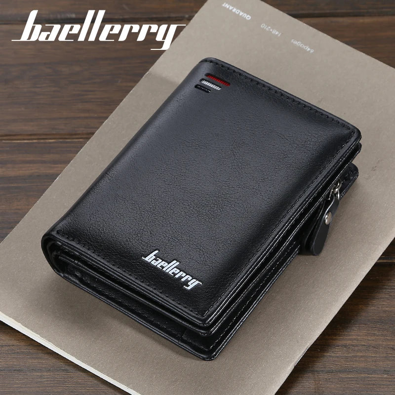 Baellerry Short Men Wallets Fashion New Card Holder Multifunction Organ Leather Purse For Male Zipper Wallet With Coin Pocket