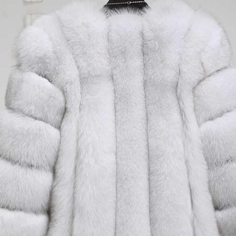 NEW Winter Woman Fluffy Faux Fur Coat Qualified Thick Imitated Fox Fur Overcoat Female Warm Outwear