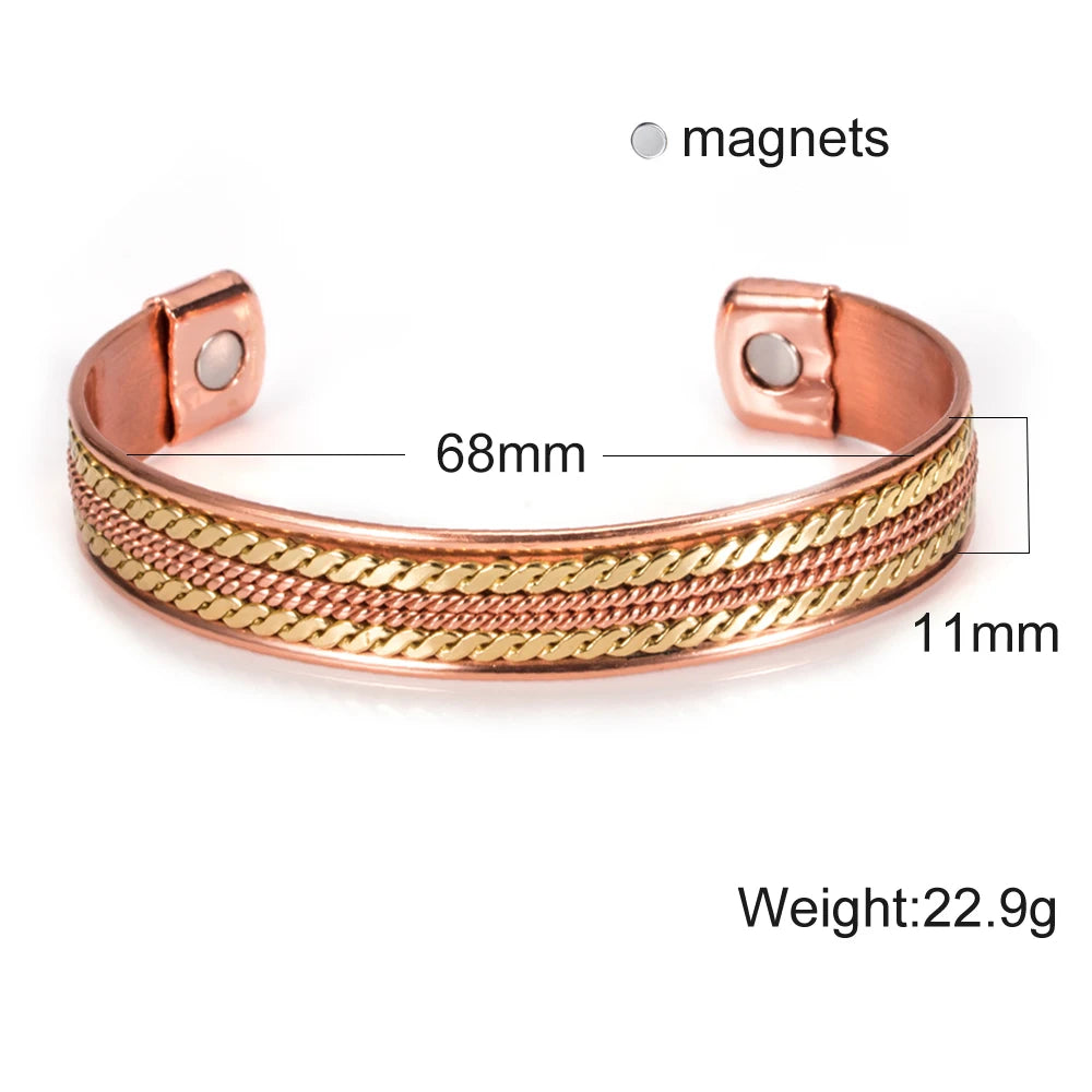 KIMLUD, Twisted Pure Copper Bracelet Adjustable 11mm Wide Therapy Arthritis Energy Bracelet Benefits Cuff Copper Bracelets for Women, KIMLUD Womens Clothes