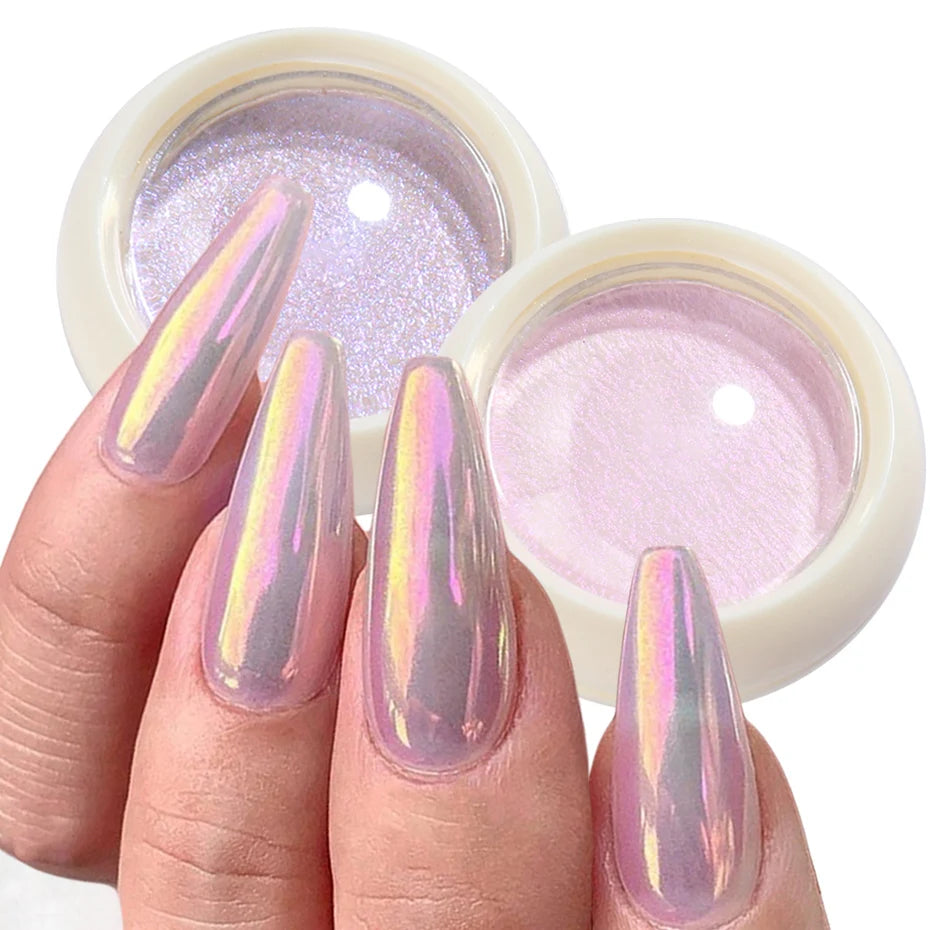 KIMLUD, Solid Powder Nail Glitter Aurora Mirror Chrome Mermaid Pigment Holographic Rubbing Dust Nail Art Decorations Manicure TRG01-06-2, KIMLUD Womens Clothes