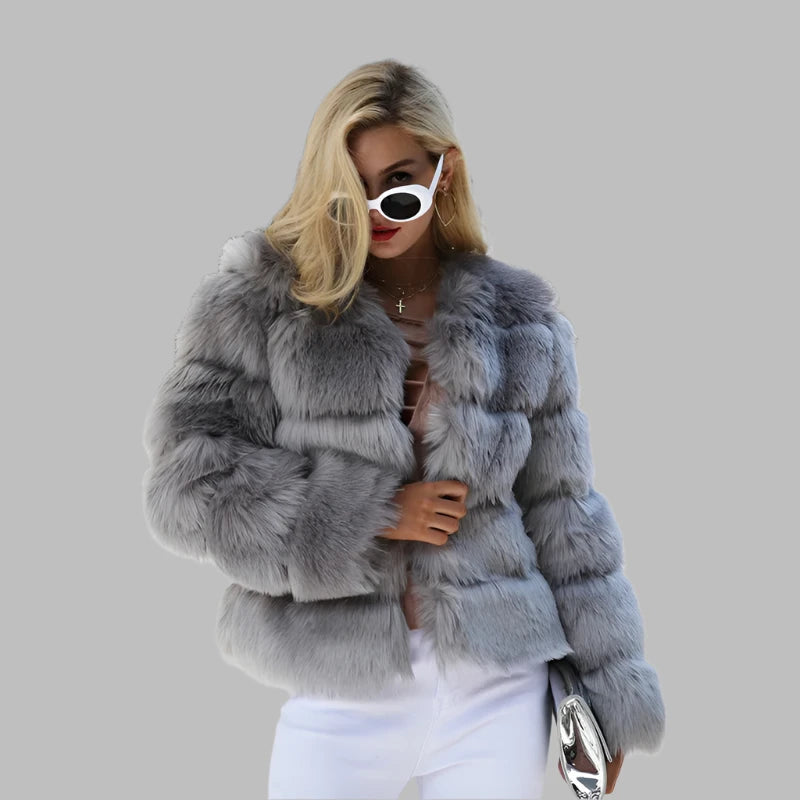 GareMay Vintage fluffy faux fur coat for women Short furry fake fur winter outerwear pink coat 2024 autumn casual party overcoat