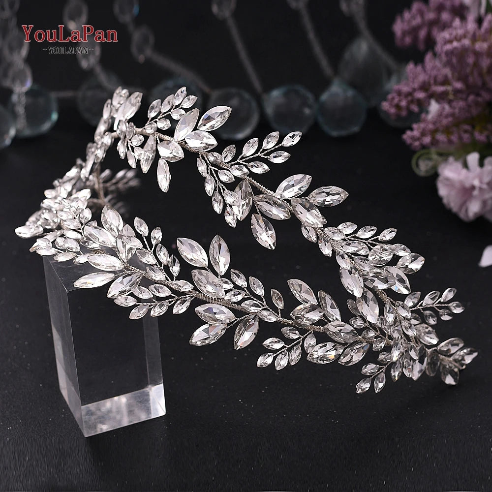 TOPQUEEN HP304 Bridal Crowns and Tiaras Woman Headgear Rhinestone Hairbands Wedding Accessories Bride Headband Headdresses