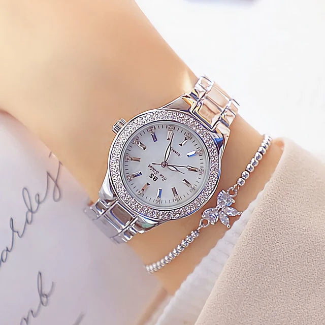 KIMLUD, 2022 Ladies Wrist Watches Dress Gold Watch Women Crystal Diamond Watches Stainless Steel Silver Clock Women Montre Femme 2021, silver bracelet, KIMLUD APPAREL - Womens Clothes