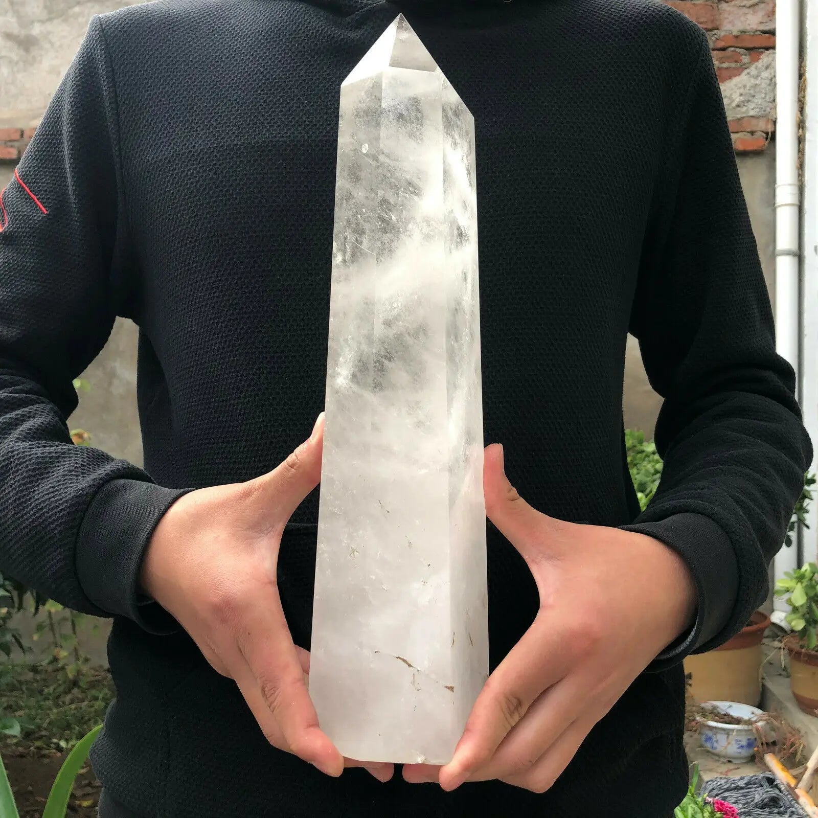 KIMLUD, Natural White Quartz Hand Carved Crystal Tower Wand Reiki Healing, KIMLUD Womens Clothes