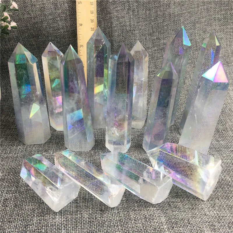 Aura Angel clear crystal stones wand point tower for healing quartz stone gift