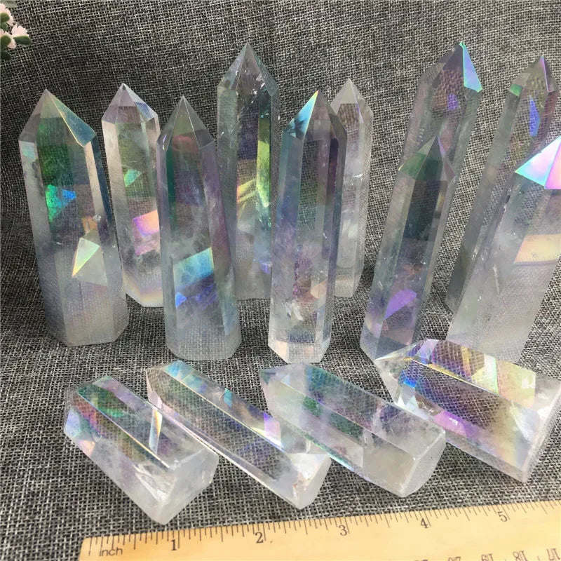 Aura Angel clear crystal stones wand point tower for healing quartz stone gift - KIMLUD