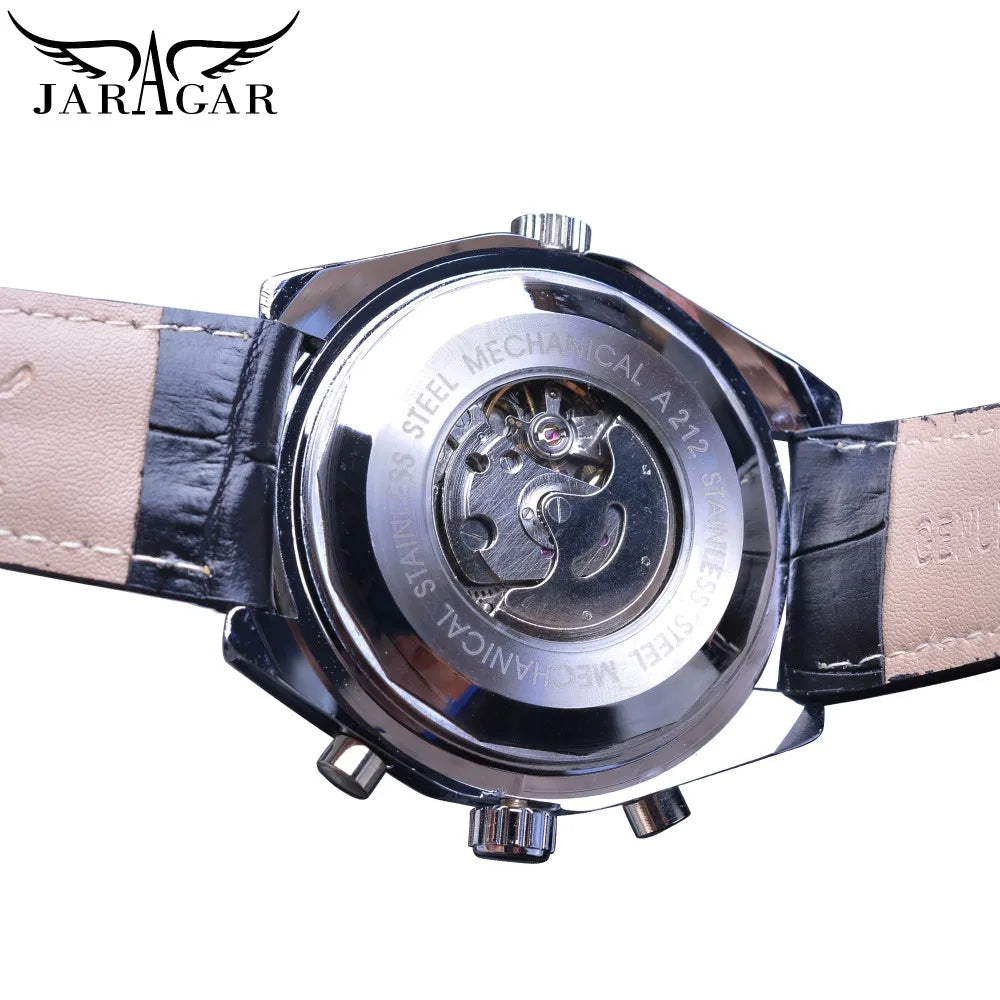 KIMLUD, Jaragar Automatic Mechanical Calendar Sport Watches Pilot Design Men's Wrist Watch Top Brand Luxury Fashion Male Leather, KIMLUD Womens Clothes