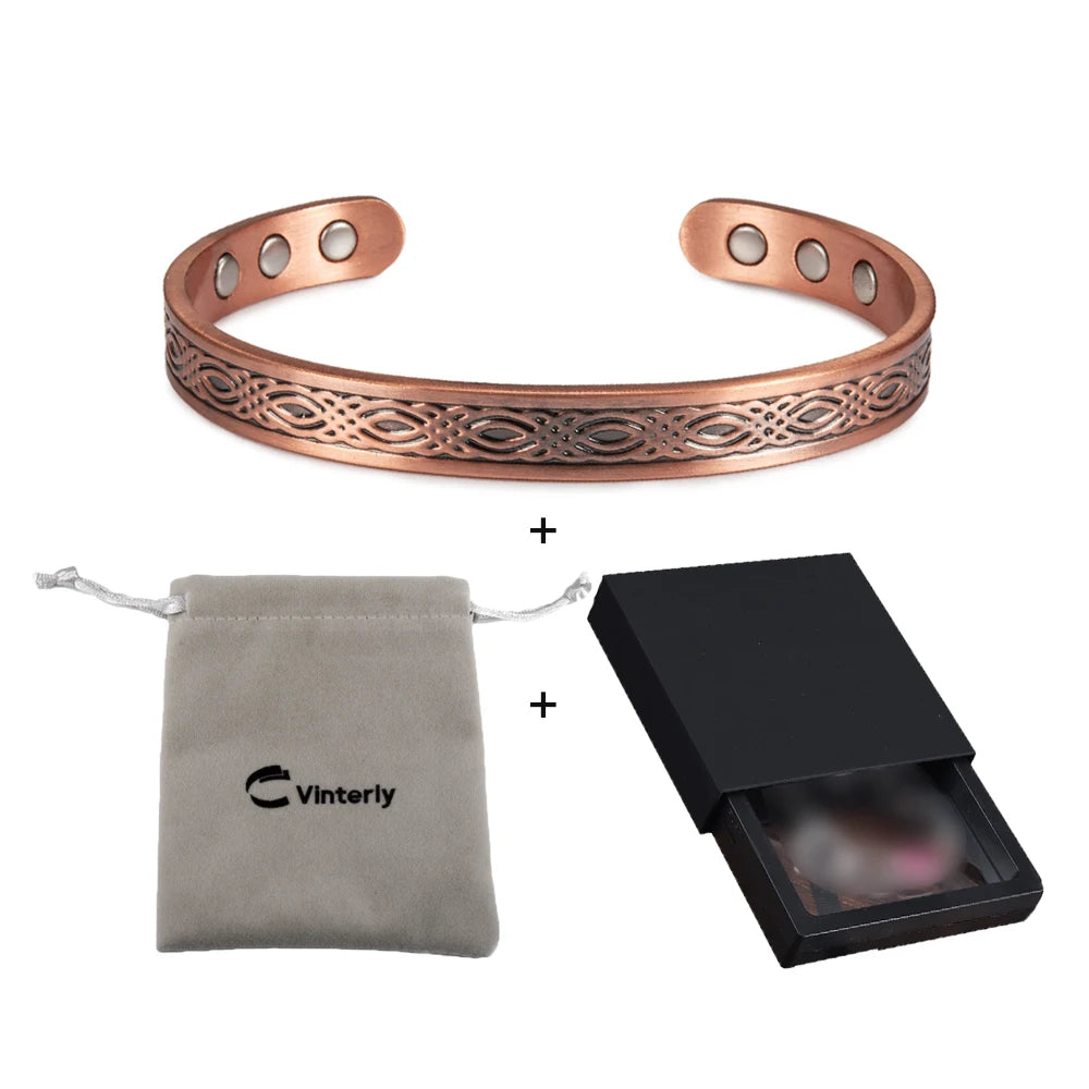 Real Copper Magnetic Bracelet for Women Adjustable Vintage Viking Pure Copper Bracelet &amp; Bangles Cuff Copper Magnetic Bracelet