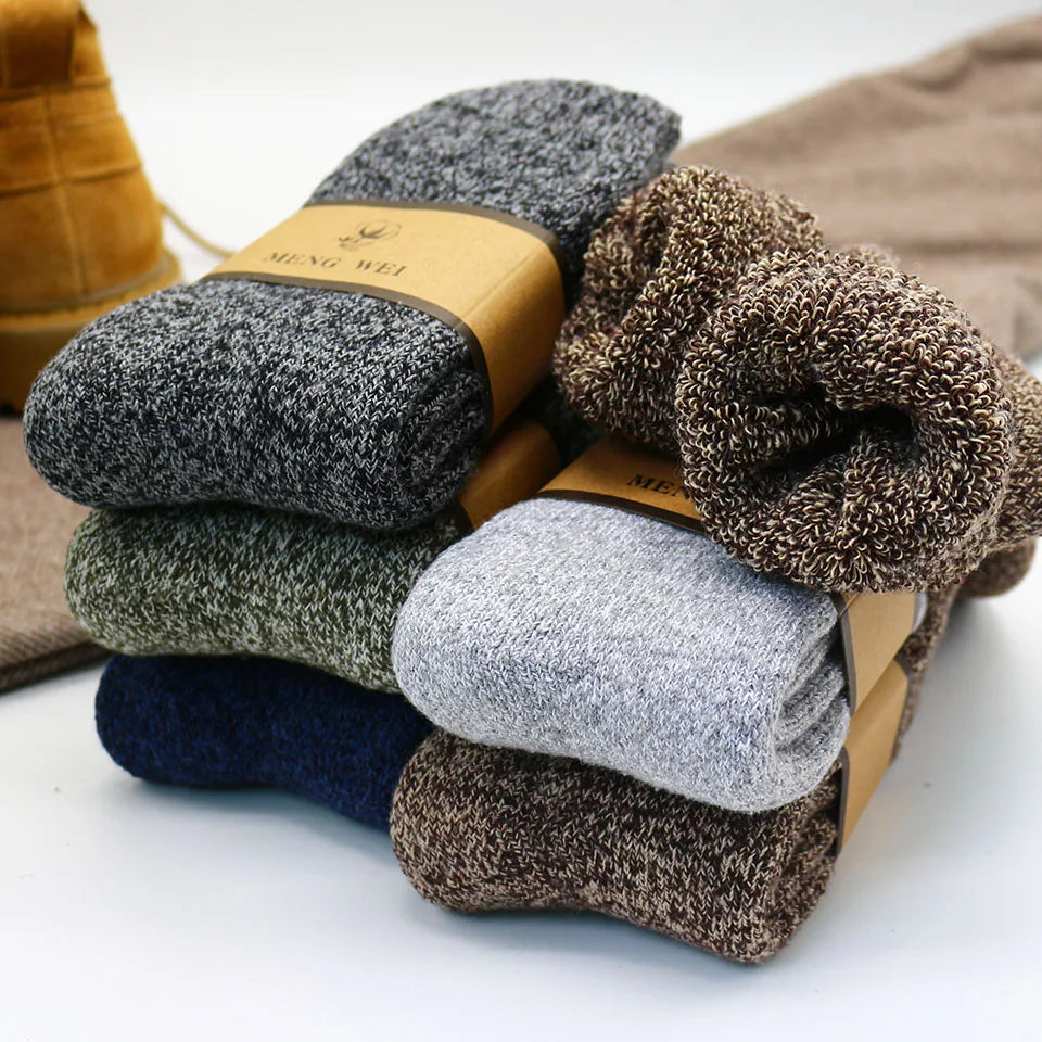 Winter Men&#39;s Merino Wool Socks Super Thick Warm High Quality Harajuku Retro Snow Casual Antifreeze Cashmere Socks Men 3 Pair