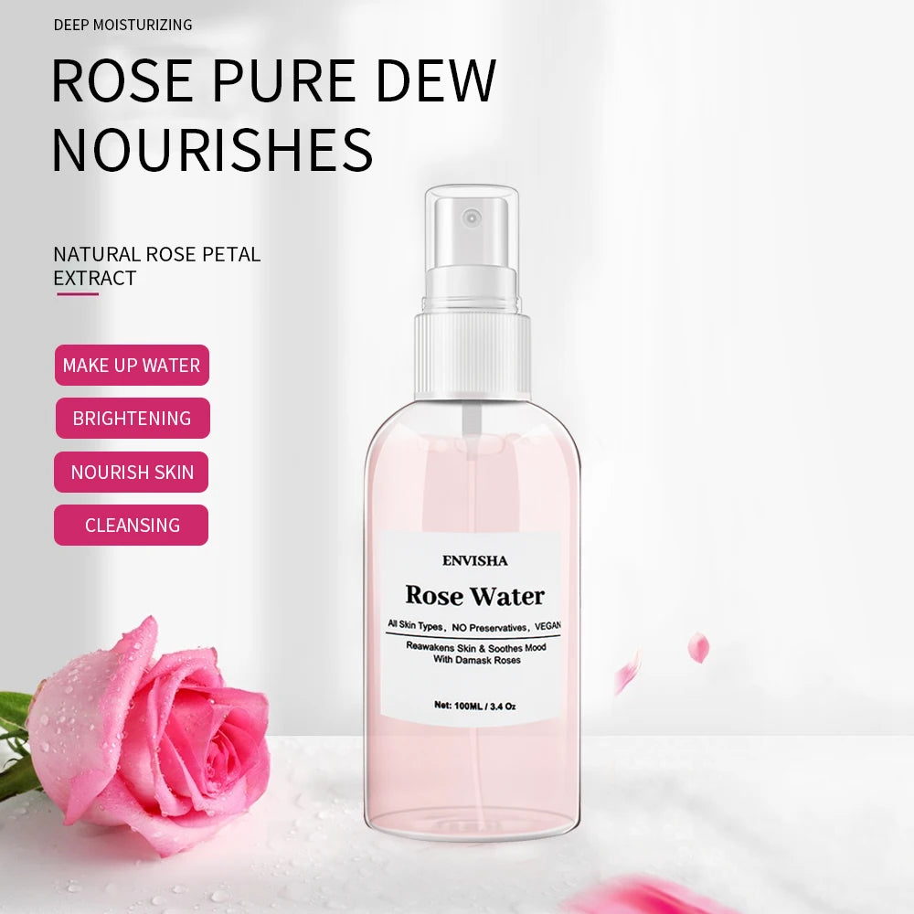 ENVISHA Natural Rose Face Toner Facial Skin Care Anti-wrinkle Moisturizing Oil Control Whitening Shrink Pores Makeup Remover