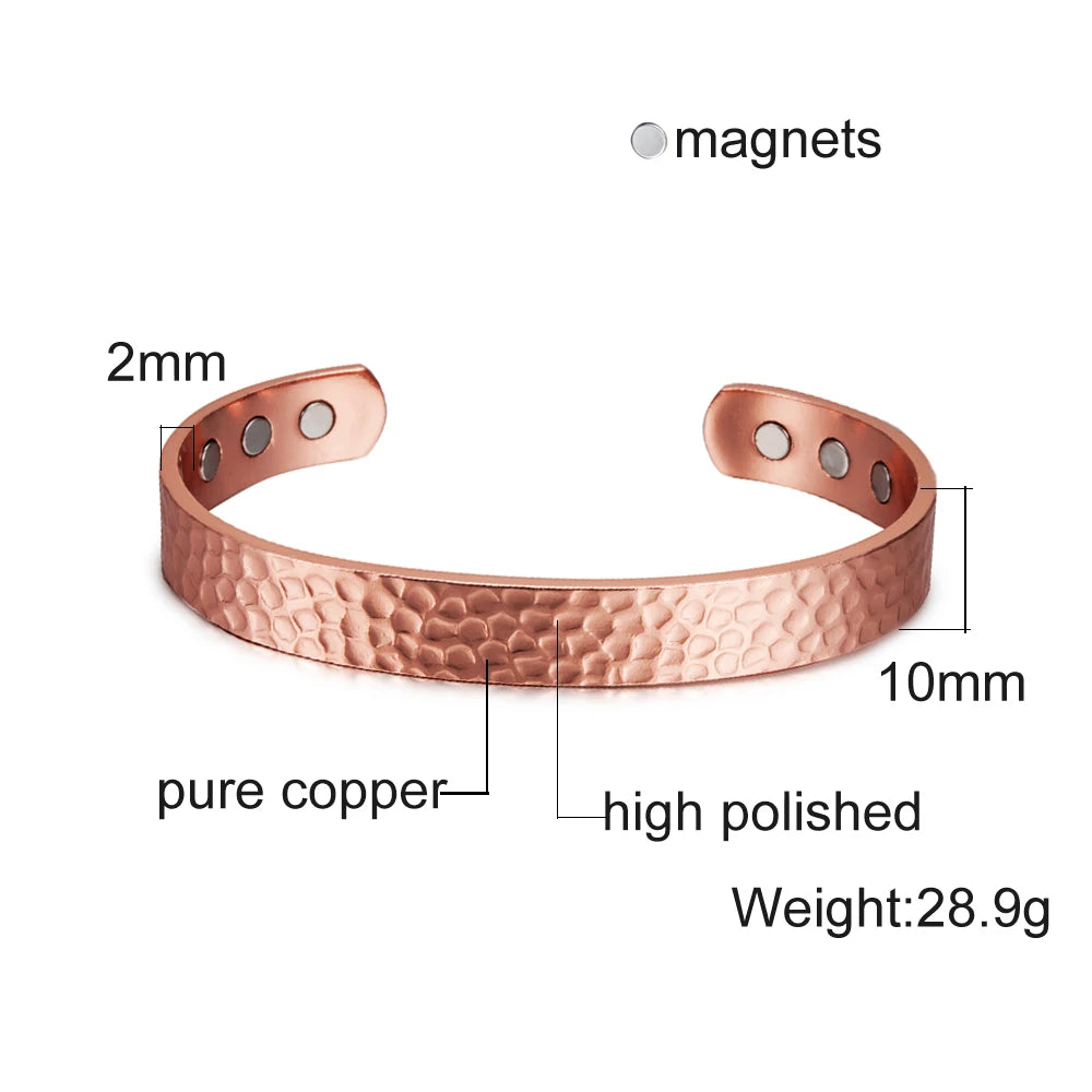 KIMLUD, Pure Copper Magnetic Bracelet Arthritis Adjustable 10mm Vintage Magnetic Bracelet Health Energy Copper Cuff Bracelet &amp; Bangles, CB004S, KIMLUD APPAREL - Womens Clothes