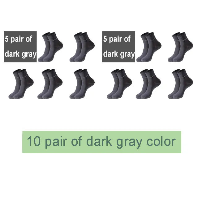 KIMLUD, 10Pairs/Lot Men Bamboo Socks Brand Comfortable Breathable Casual Business Men's Crew Socks High Quality Guarantee Sox Male Gift, 10 dark gray / size 38-45, KIMLUD APPAREL - Womens Clothes