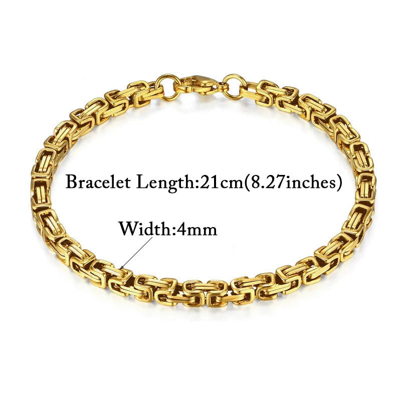 Mens 316L Stainless Steel Male Bracelet Wholesale Braslet Gold Silver Color Braclet Chunky Cuban Chain Link Bracelet For Man