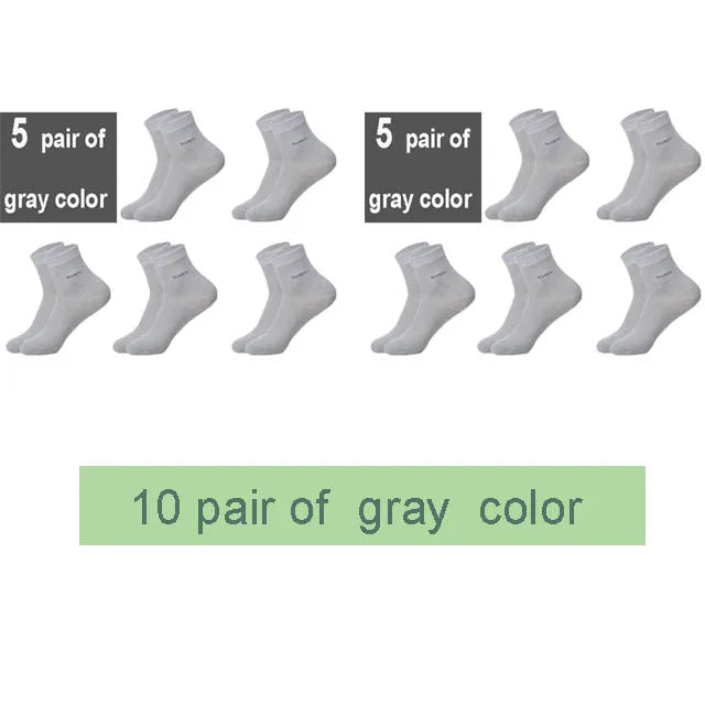 KIMLUD, 10Pairs/Lot Men Bamboo Socks Brand Comfortable Breathable Casual Business Men's Crew Socks High Quality Guarantee Sox Male Gift, 10 gray color / size 38-45, KIMLUD APPAREL - Womens Clothes