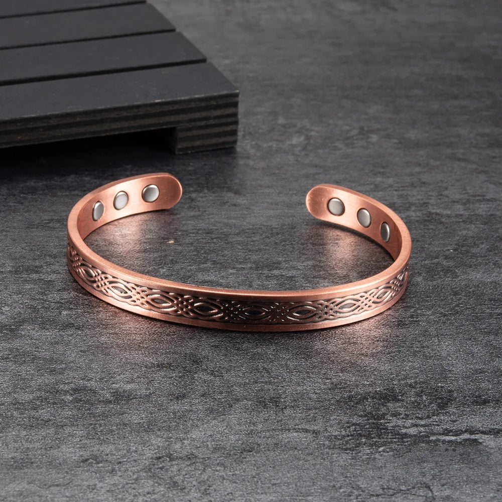 Real Copper Magnetic Bracelet for Women Adjustable Vintage Viking Pure Copper Bracelet &amp; Bangles Cuff Copper Magnetic Bracelet