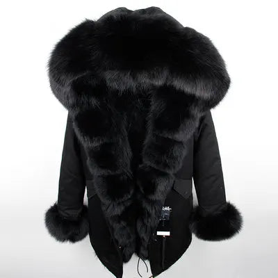 KIMLUD, womens winter jacket coat Raccoon fur Linner parkas women parka big real fox fur collar natural Roccoon fur liner Long coat, color1 / 7XL, KIMLUD APPAREL - Womens Clothes