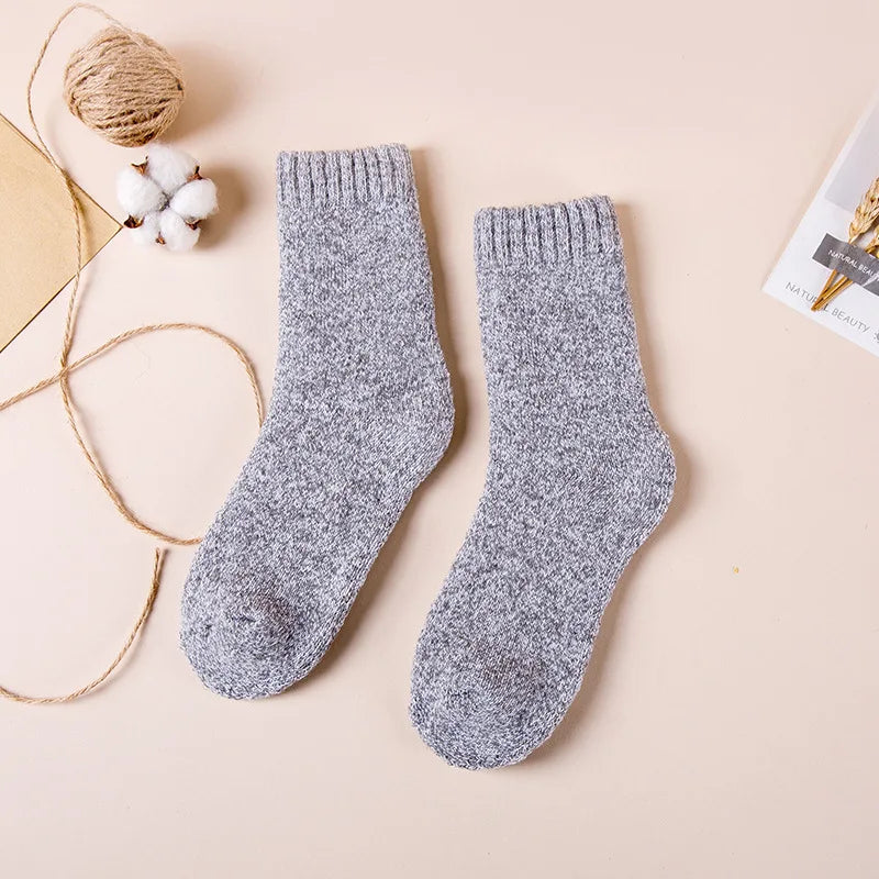 Winter Men&#39;s Merino Wool Socks Super Thick Warm High Quality Harajuku Retro Snow Casual Antifreeze Cashmere Socks Men 3 Pair