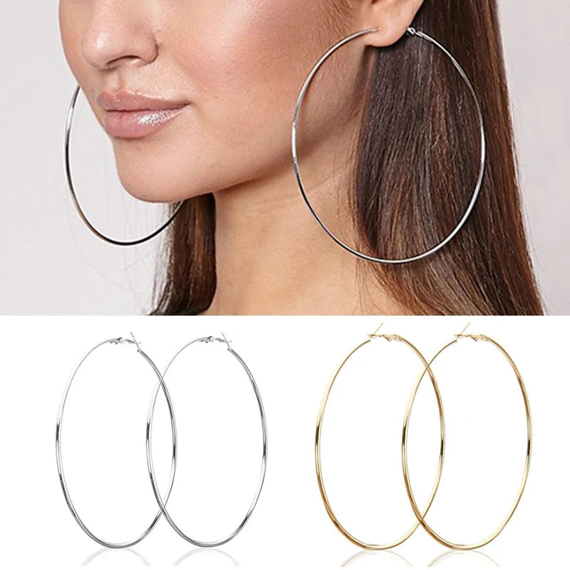 Women 3-10cm Small Big Circle Hoop Earrings Statement Ear Ring Fashion Jewelry Gift Nightclub DJ 2020