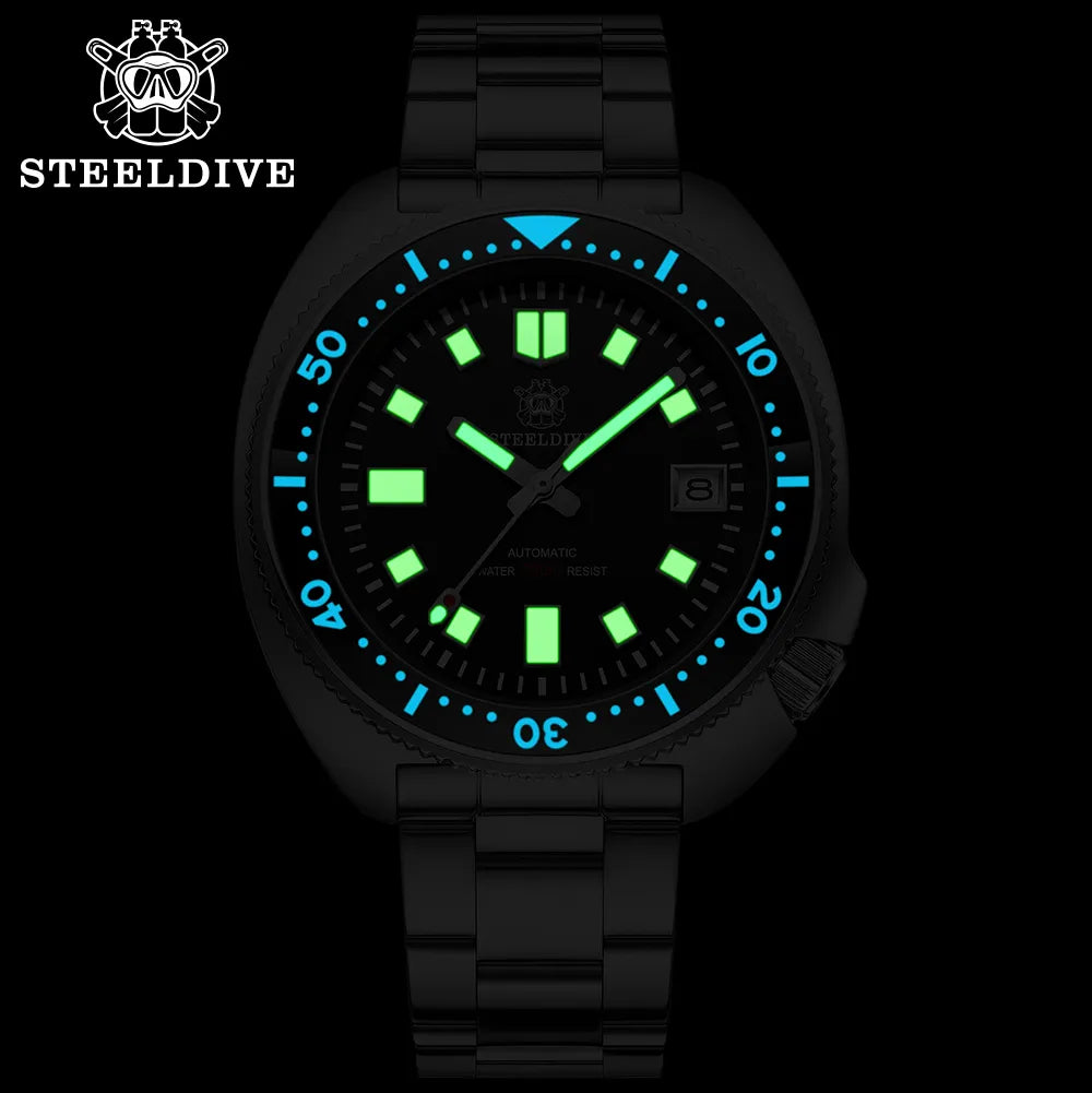 SD1970 Steeldive Brand 44MM Black Dial Men NH35 Dive Watch with Ceramic Bezel