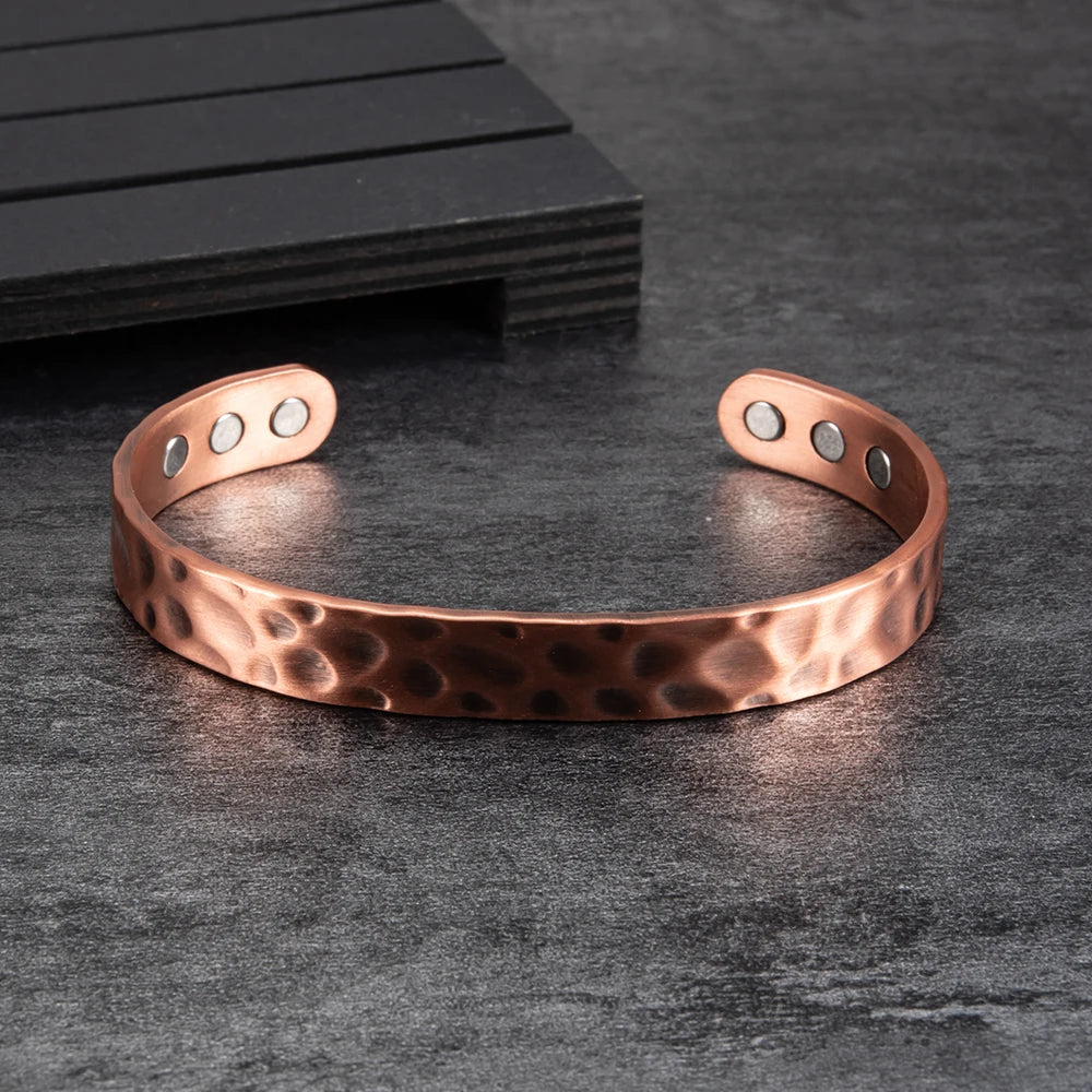 KIMLUD, Pure Copper Magnetic Bracelet Arthritis Adjustable 10mm Vintage Magnetic Bracelet Health Energy Copper Cuff Bracelet &amp; Bangles, KIMLUD Womens Clothes