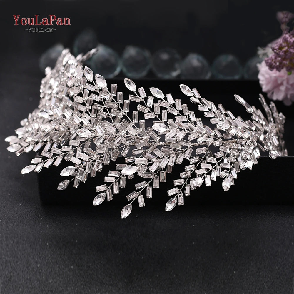 TOPQUEEN HP304 Bridal Crowns and Tiaras Woman Headgear Rhinestone Hairbands Wedding Accessories Bride Headband Headdresses