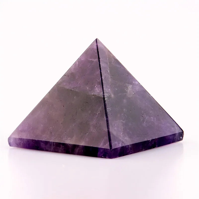 Assorted 40mm Pyramid Black Obsidian Fluorite pink quartz Natural Stone Carved Point Chakra Healing Reiki Crystal Free pouch