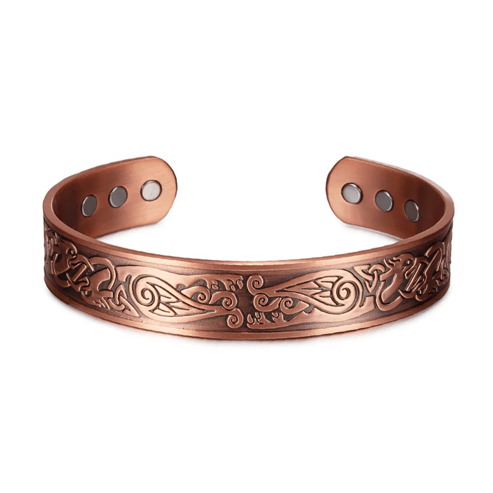 KIMLUD, Viking Pure Copper Bracelet Men Adjustable Cuff Energy Magnetic Bracelet Benefits Wristband Hard Health Man Bracelet Knot Metal, CB065 15MM, KIMLUD APPAREL - Womens Clothes