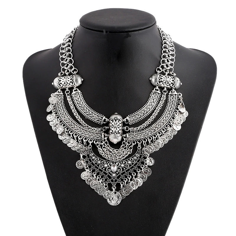 Fashion Vintage Large Collar Choker Necklace Women Long Maxi Chunky Big Bib Indian Statement Necklace Jewelry Accessories Woman