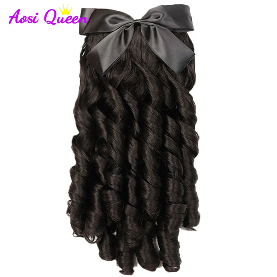 AS  Synthetic Retro Ponytail with Comb Europen Princess Curly Puff Ponytail Clip in Hair Tail Natural False Hair Extension