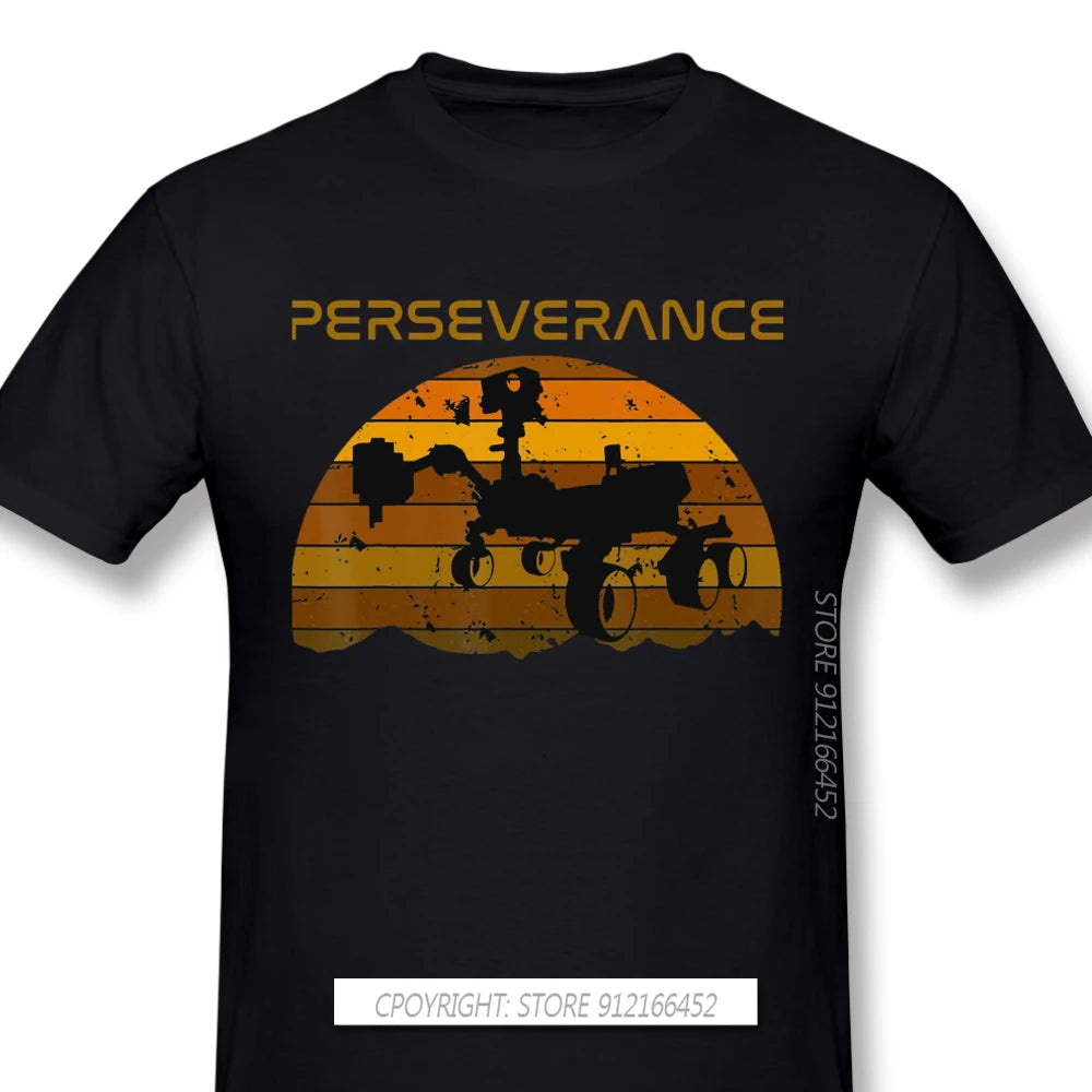 Men Mars Occupy Mars Black T-Shirts Perseverance Mars Rover Vintage Exploration Pure Cotton Tee Harajuku Daily Life - KIMLUD