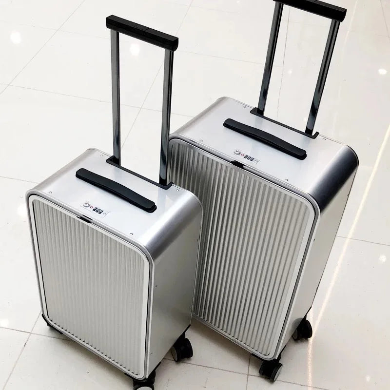 Luxury Brand 100% Aluminum-magnesium alloy Rolling Luggage 16/20/24 inch size high quality trolley case Business Suitcase Wheels - KIMLUD