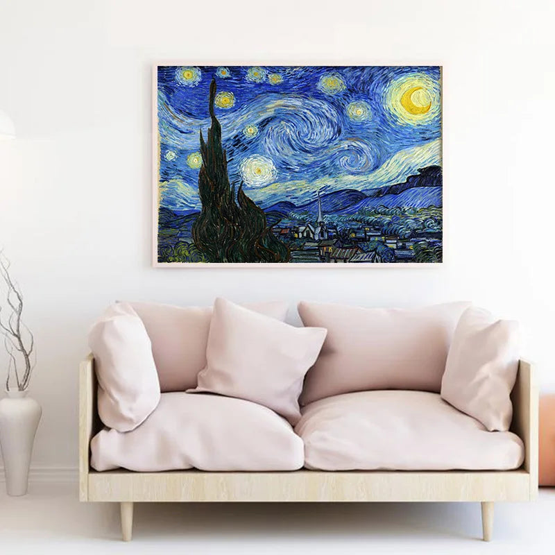 KIMLUD, Van Gogh Starry Night Abstract Landscape Canvas Poster Famous Classic Wall Art Print Decorative Picture Modern Living Room Decor, KIMLUD Womens Clothes