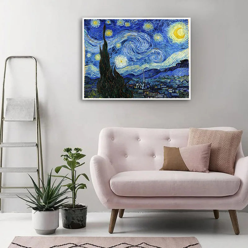 KIMLUD, Van Gogh Starry Night Abstract Landscape Canvas Poster Famous Classic Wall Art Print Decorative Picture Modern Living Room Decor, KIMLUD Womens Clothes