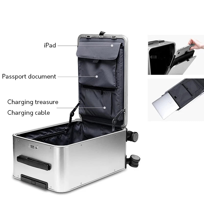 Luxury Brand 100% Aluminum-magnesium alloy Rolling Luggage 16/20/24 inch size high quality trolley case Business Suitcase Wheels