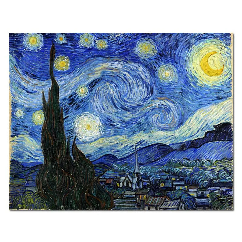 KIMLUD, Van Gogh Starry Night Abstract Landscape Canvas Poster Famous Classic Wall Art Print Decorative Picture Modern Living Room Decor, 13x18cm Unframed / Picture 1, KIMLUD APPAREL - Womens Clothes