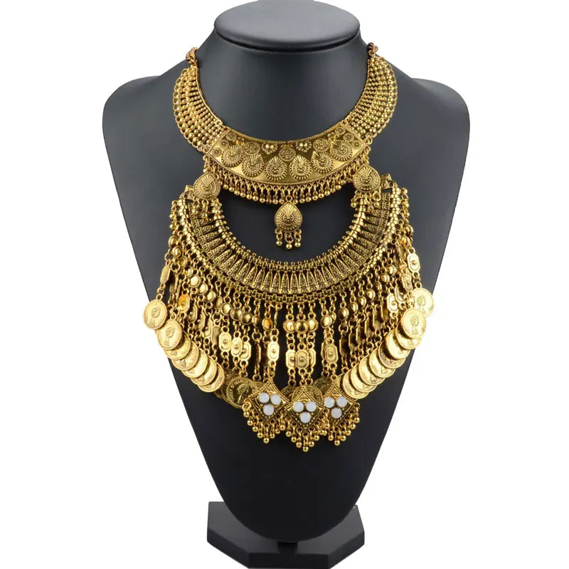 KMVEXO Gypsy Vintage Maxi Jewelry Trendy Collar Ethnic Bohemian Statement Necklace Women High Quality Crystal Choker Necklaces