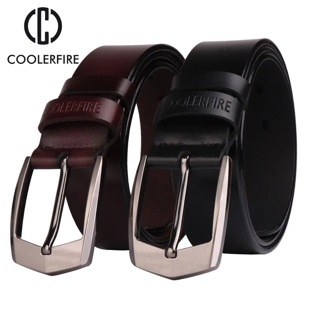 KIMLUD, Coolerfire men high quality genuine leather belt luxury designer belts men cowskin fashion Strap male Jeans for man cowboy HQ043, KIMLUD Womens Clothes