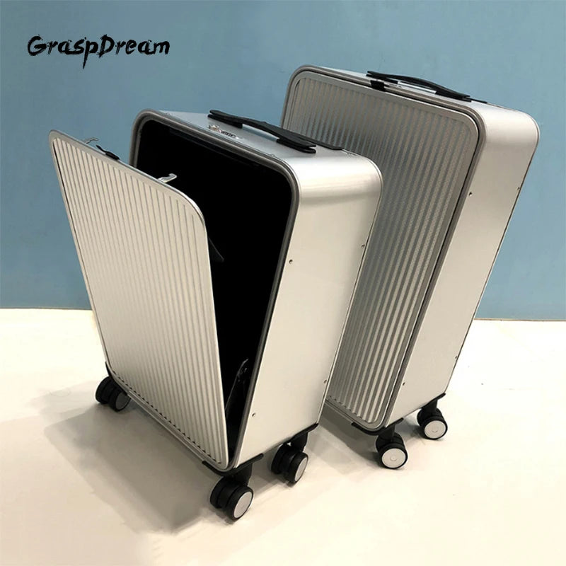 Luxury Brand 100% Aluminum-magnesium alloy Rolling Luggage 16/20/24 inch size high quality trolley case Business Suitcase Wheels