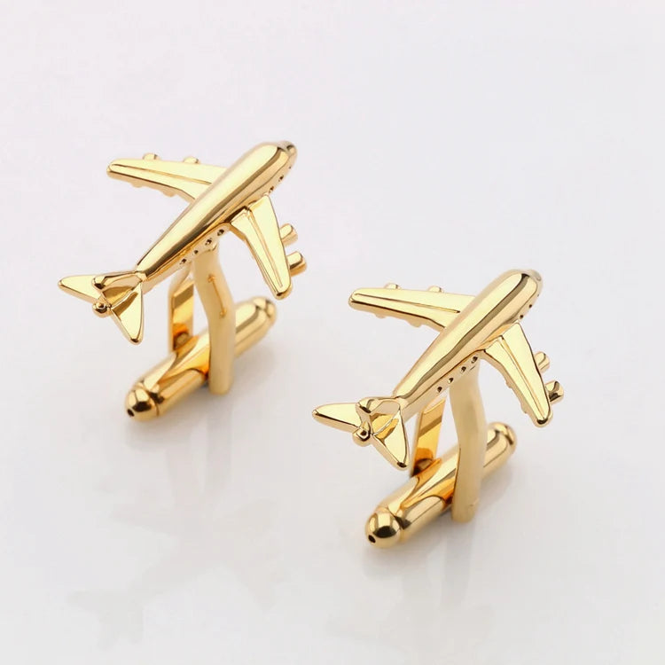 KIMLUD, Hot Sale Real Tie Clip Fashion Plane Styling Cuff links Mens Metal AirPlane Cufflinks For Mens Lepton Plane Design Cufflinks, KIMLUD Womens Clothes