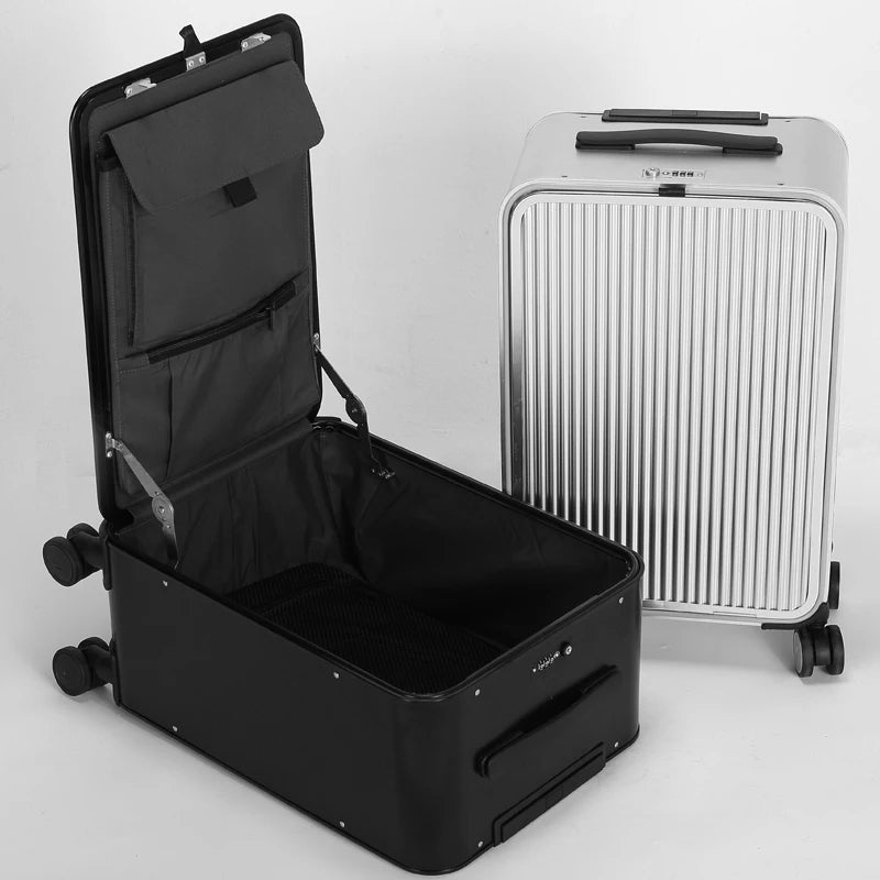 Luxury Brand 100% Aluminum-magnesium alloy Rolling Luggage 16/20/24 inch size high quality trolley case Business Suitcase Wheels