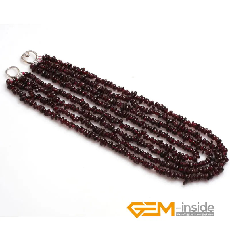 Handmade Assorted Chips Beaded Jewelry 17-20 Inch Multi Strands Cluster Statement Long Necklace For Women Gifts