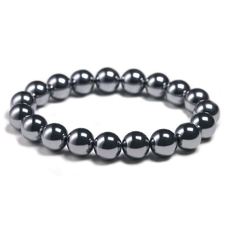 AAA Natural Black Shine Terahertz Round Beads Stone Beads Bracelet Women 6/8/10mm Men Jewelry Health Gemstone Gift - KIMLUD