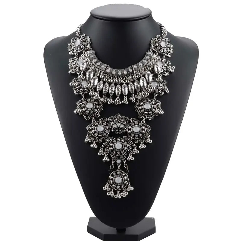 KMVEXO Gypsy Vintage Maxi Jewelry Trendy Collar Ethnic Bohemian Statement Necklace Women High Quality Crystal Choker Necklaces