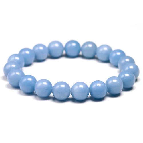 Genuine Natural Stone Peru Blue Angelite Round Beads 6 8 10MM  Bracelet For Women Men Energy Handmade Jewelry Gift