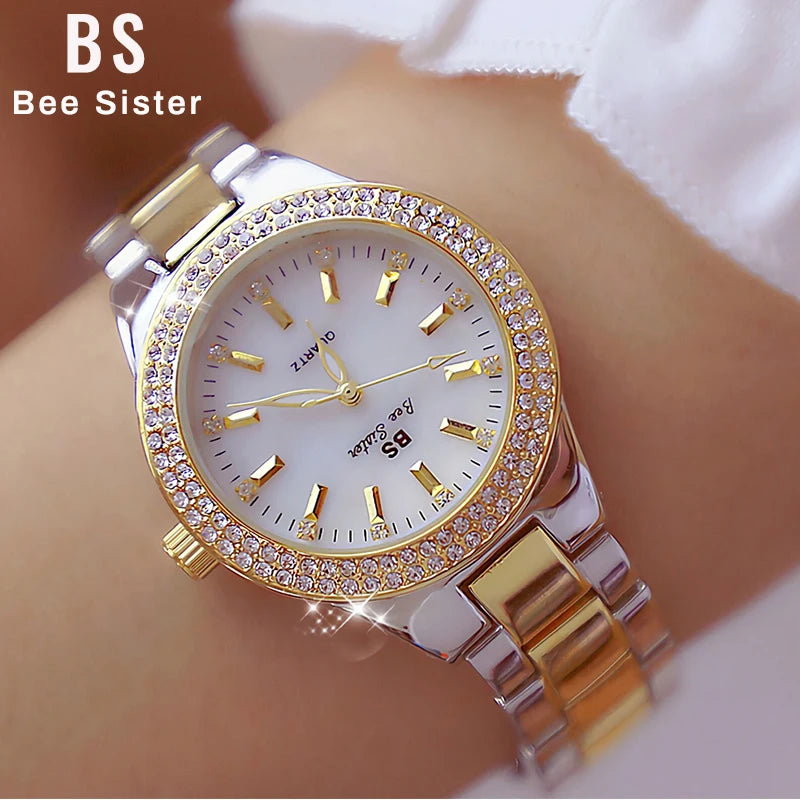 KIMLUD, 2022 Ladies Wrist Watches Dress Gold Watch Women Crystal Diamond Watches Stainless Steel Silver Clock Women Montre Femme 2021, KIMLUD Womens Clothes