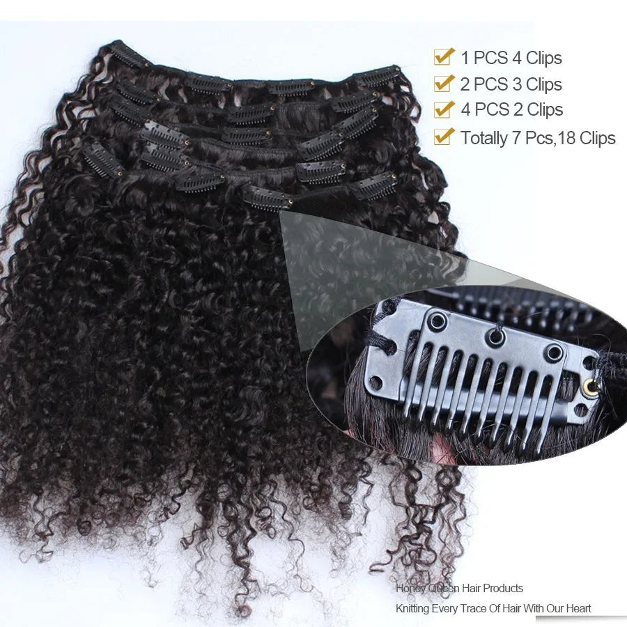 3B 3C Kinky Curly Clip In Hair Extensions Human Hair Afro Kinky Curly Clip Ins Bundles For Black Women 4A Dolago Full Head Sets